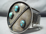 Huge Vintage Native American Navajo Turquoise Sterling Silver Bracelet-Nativo Arts