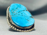 Massive Vintage Native American Navajo Morenci Turquoise Sterling Silver Ring-Nativo Arts