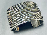 One Of The Most Complex Native American Navajo Geomtric Hand Carved Sterling Silver Bracelet-Nativo Arts
