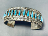 3d Works Vintage Native American Navajo Turquoise Teardrop Sterling Silver Bracelet Cuff-Nativo Arts