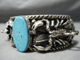Detailed Scorpion Native American Navajo Turquoise Sterling Silver Bracelet Cuff-Nativo Arts