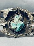 Immense Vintage Native American Navajo 3 Green Chunk Turquoise Sterling Silver Bracelet-Nativo Arts