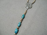 Very Rare Native American Navajo Turquoise Sterling Silver Rosary Christian Necklace-Nativo Arts