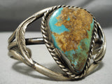 Museum Vintage Native American Navajo Royston Turquoise Sterling Silver Leaf Bracelet Old-Nativo Arts