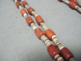 Native American Rare Huge Tubed Coral Santo Domingo Shell Sterling Silver Necklace-Nativo Arts
