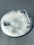 Best Important Native American Navajo Toad Turquoise Inlay Sterling Silver Buckle-Nativo Arts