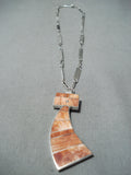 Fascinating Navajo Orange Spiny Oyster Sterling Silver Necklace Native American-Nativo Arts