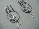Cross Catcher Native American Navajo Lasso Repoussed Sterling Silver Earrings-Nativo Arts