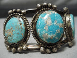 One Of Best Vintage Native American Navajo Gilber Turquoise Sterling Silver Bracelet-Nativo Arts