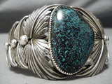 Museum Vivid Spiderweb Turquoise Native American Sterling Silver Bracelet-Nativo Arts