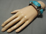 Mmuseum Vintage Native American Navajo Raymond Nez Sterling Silver Turquoise Bracelet Cuff-Nativo Arts
