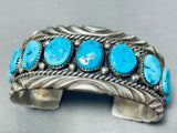 Ben Touchine Rare Vintage Native American Navajo Morenci Turquoise Sterling Silver Bracelet-Nativo Arts