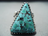 Besy Jerry Stevin Vintage Native American Navajo Pilot Mountain Turquoise Sterling Silver Ring-Nativo Arts