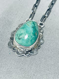 Jake Francosa San Felipe Green Old Kingman Turquoise Sterling Silver Necklace-Nativo Arts