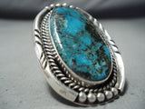 Astounding Vintage Native American Navajo Blue Diamond Turquoise Sterling Silver Ring Old-Nativo Arts