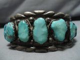 Heavy 121 Gram Vintage Native American Navajo Chunky Turquoise Sterling Silver Bracelet-Nativo Arts