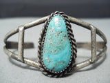 Tremendous Vintage Native American Navajo Kingman Turquoise Sterling Silver Bracelet Old-Nativo Arts