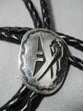 Wonderful Navajo Handcarved Sterling Silver Bolo Native American-Nativo Arts