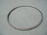 Wonderful Navajo Sterling Silver Rope Bangle Bracelet Native American-Nativo Arts