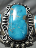 One Of Biggest Vintage Native American Navajo Blue Diamond Turquoise Sterling Silver Bracelet-Nativo Arts