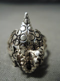 Detailed!! Important Navajo Toad Sterling Silver Native American Ring-Nativo Arts