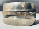 Henrietta Yesele Vintage Native American Navajo Wide Sterling Silver Gold Bracelet-Nativo Arts