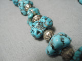 Magnificent Vintage Native American Navajo Chunky Dunky Turquoise Sterling Silver Necklace-Nativo Arts