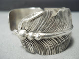 So Detailed Native American Navajo Lapis Sterling Silver Feather Bracelet Cuff-Nativo Arts