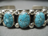 Rare Vintage Native American Navajo Carico Lake Turquoise Sterling Silver Bracelet Cuff-Nativo Arts