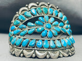 One Of Most Unique Vintage Native American Navajo Turquoise Teardrop Sterling Silver Bracelet-Nativo Arts