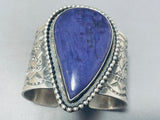 The Best Native American Navajo Charoite Teardrop Sterling Silver Bracelet Cuff-Nativo Arts