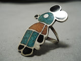 One Of The Oldest Vintage Native American Navajo Mickey Mouse Turquoise Sterling Silver Ring Old-Nativo Arts
