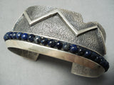 One Of The Best Vintage Native American Navajo Aaron Anderson Lapis Sterling Silver Bracelet-Nativo Arts