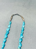 Native American One Of The Best Vintage Santo Domingo Turquoise Inlay Sterling Silver Necklace-Nativo Arts