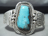 Stunning Vintage Native American Navajo Blue Diamond Turquoise Sterling Silver Bracelet-Nativo Arts