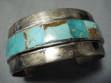 Heavy Inlaid Vintage Native American Navajo Royston Turquoise Sterling Silver Bracelet-Nativo Arts