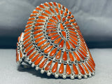 Important Huge Native American Navajo Mediterranean Coral Sterling Silver Bracelet-Nativo Arts