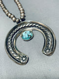 Early Vintage Native American Navajo Turquoise Coin Or Sterling Silver Necklace-Nativo Arts