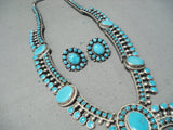 One Of The Best Native American Navajo Turquoise Sterling Silver Squash Blossom Necklace-Nativo Arts