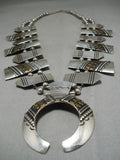 Best Vintage Native American Navajo Gold Thomas Singer Sterling Silver Squash Blossom Necklace-Nativo Arts