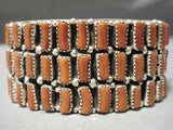 Important Navajo Sterling Silver Native American Coral Bracelet Cuff-Nativo Arts