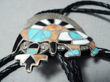 Astounding Vintage Zuni Turquoise Sterling Silver Bolo Native American Old-Nativo Arts