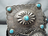 Amazing Vintage Native American Navajo Old Kingman Turquoise Sterling Silver Concho Belt Old-Nativo Arts