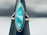 Linda Marble Amazing Vintage Native American Navajo Turquoise Sterling Silver Ring-Nativo Arts