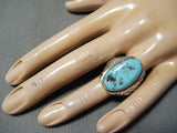 Marvelous Vintage Native American Navajo Blue Diamond Turquoise Sterling Silver Ring Old-Nativo Arts
