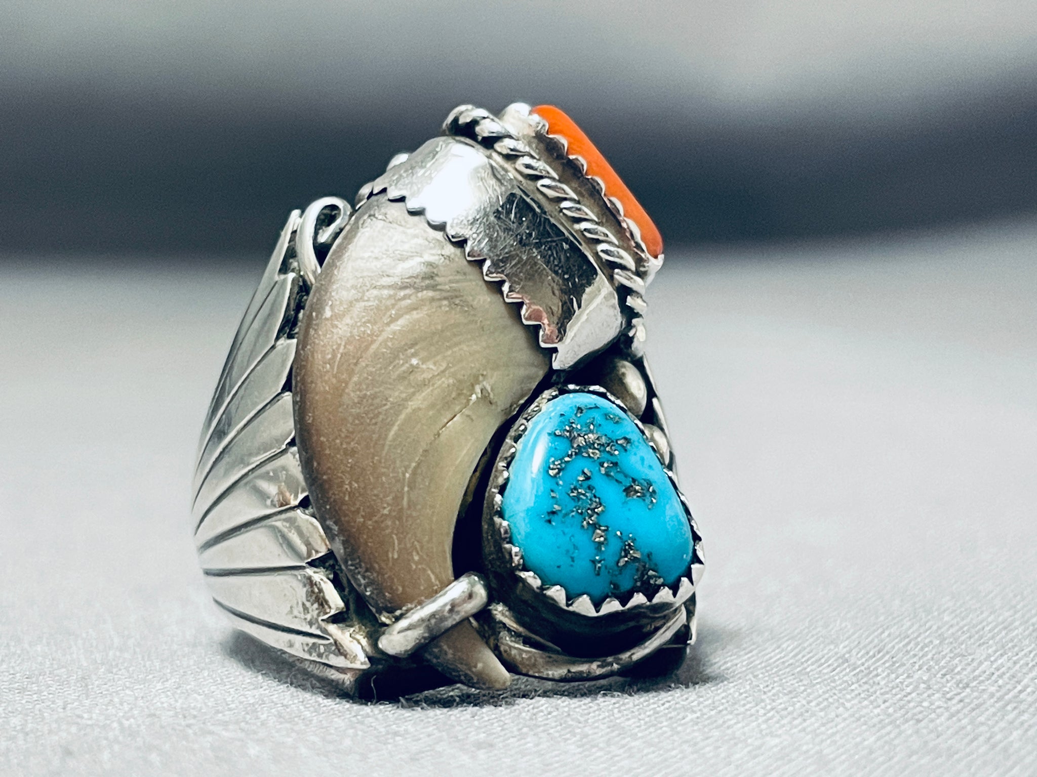 Native American sterling Turquoise Coral buy size 9 ring! Fantastic!!