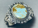 Opulent Native American Navajo #8 Turquoise Hand Repoussed Sterling Silver Bracelet-Nativo Arts