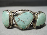 Superior Early Vintage Native American Navajo Carico Lake Turquoise Sterling Silver Bracelet Old-Nativo Arts