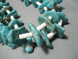 Chunky Huge Vintage Santo Domingo Native American Navajo Turquoise Sterling Silver Necklace-Nativo Arts