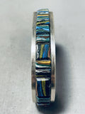Native American Important Vintage Apache Rainbow Turquoise Sterling Silver Bracelet Signed-Nativo Arts